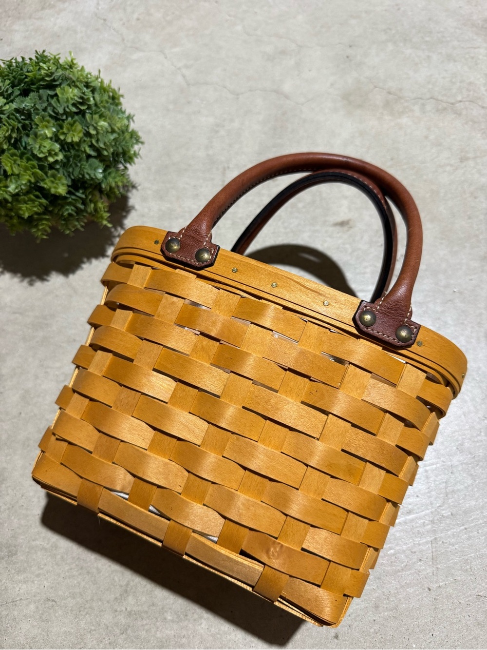 Longaberger Small Boardwalk Basket Purse Vintage Top Handle Picnic Cottagecore